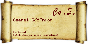 Cserei Sándor névjegykártya